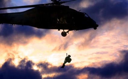 Helicopter Lowering Soldier